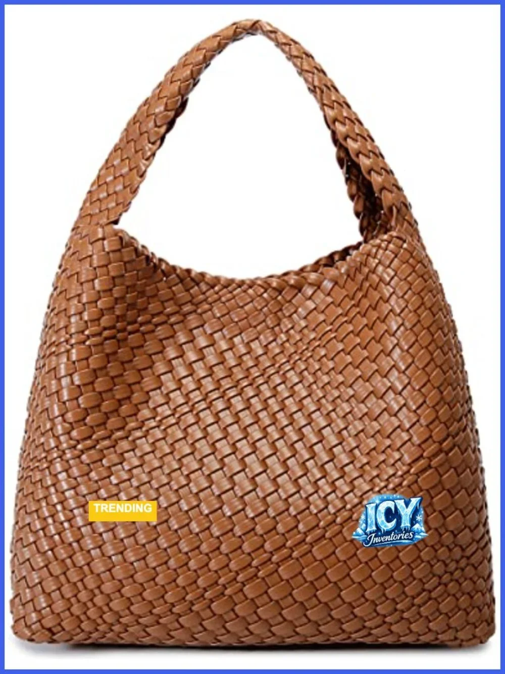 Vegan Leather Woven Hobo Tote Bag for Women, Top-Handle Shoulder Handbag
